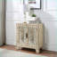 Table basse blanche antique avec portes en miroir - Pieds fuselés, rangement caché pour le salon