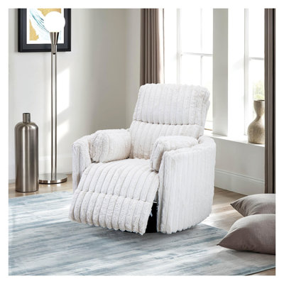 Fauteuil inclinable électrique contemporain blanc avec base pivotante et siège à ressorts ensachés