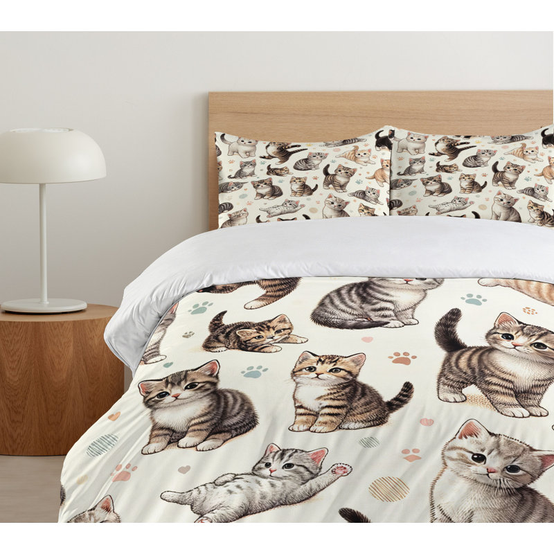 Cat Duvet Cover, California King Duvet Cover + 2 Standard Shams