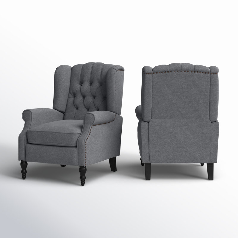 Val Upholstered Recliner, Charcoal