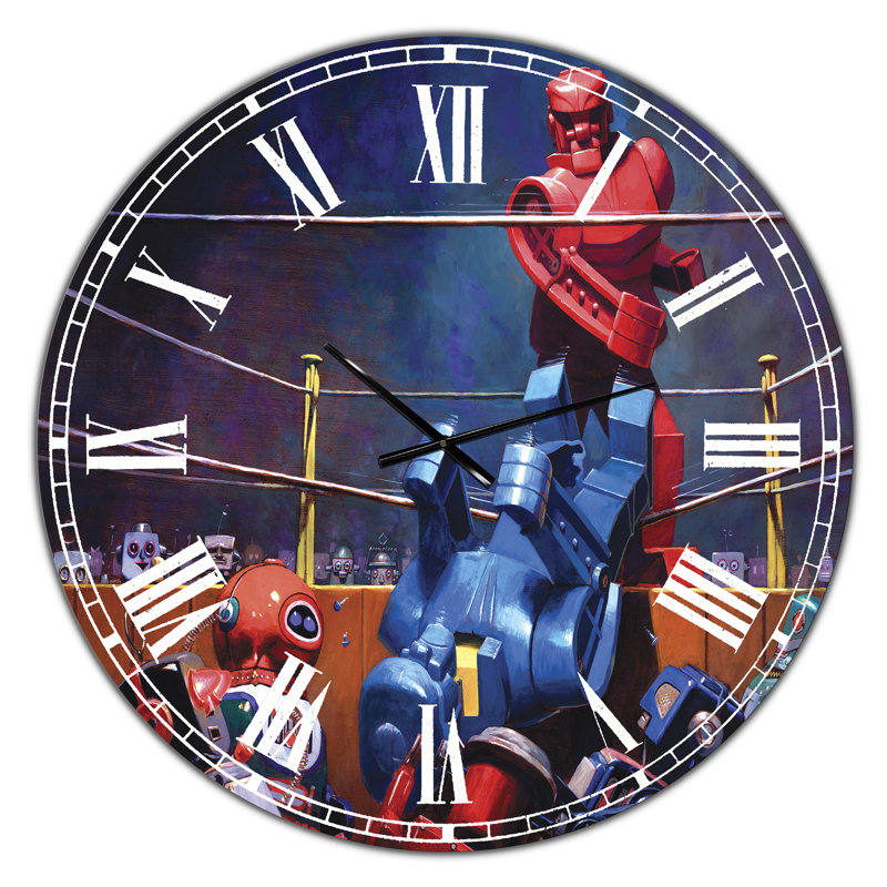 Robot Boxing - Horloge murale moderne surdimensionnée, Moyen