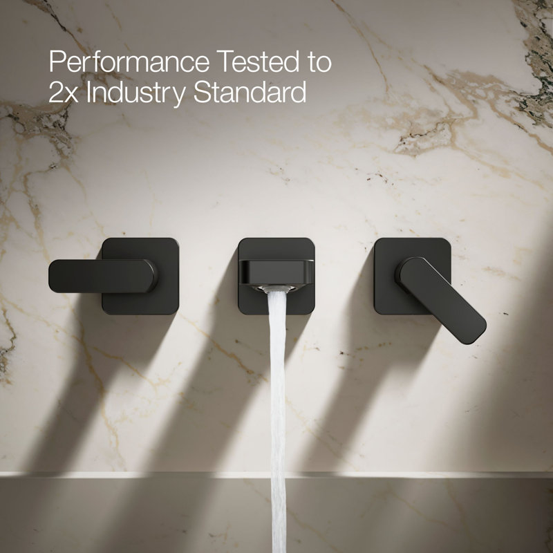 Parallel Wall-Mount Bathroom Sink Faucet Trim, Matte Black