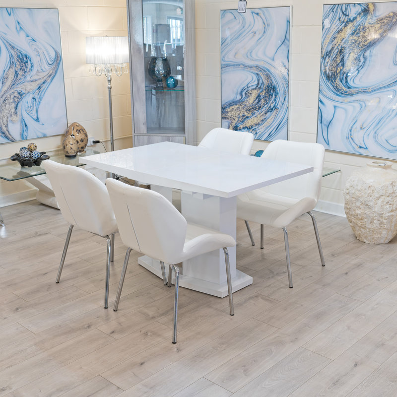 Hadid 4 -Person Butterfly Leaf Dining Set, White, White