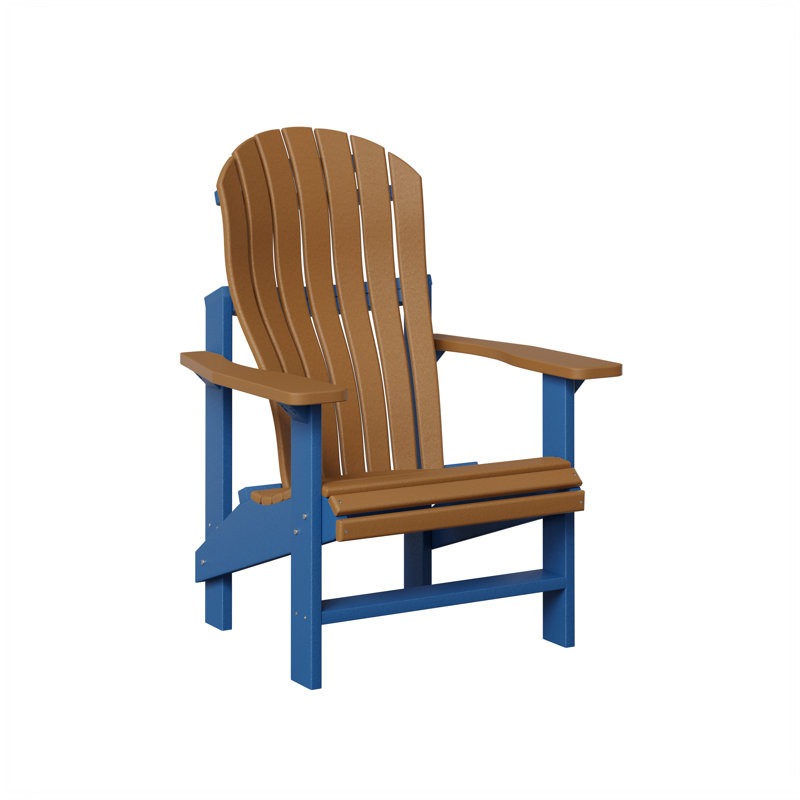 Berlin Gardens Contour Upright Adirondack Chair, Cedar with Pacific Blue