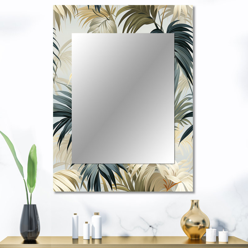 Motif tropical de Phyti Whispering Palms - miroir mural, botanique, floral, 40 po x 30 po