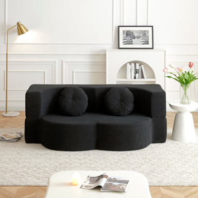 Canapé-lit 2 en 1 avec coussin, canapé-lit simple, canapé-lit pour plancher et futon, canapé-lit pliant en mousse pour le salon, les invités, le bureau, un appartement, aucun assemblage requis