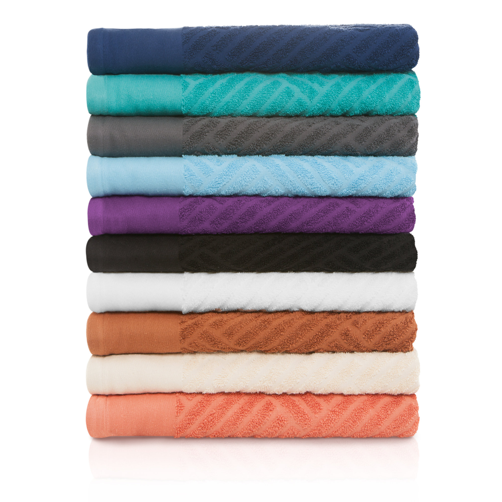 Ocilla Certified Egyptian Cotton Medium Weight Textured Soft Absorbent Jacquard 3 Piece Towel Set, Black