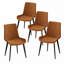 Ensemble de chaises de salle à manger rembourrées en similicuir avec dossier, 4 pieds en métal-1996588669