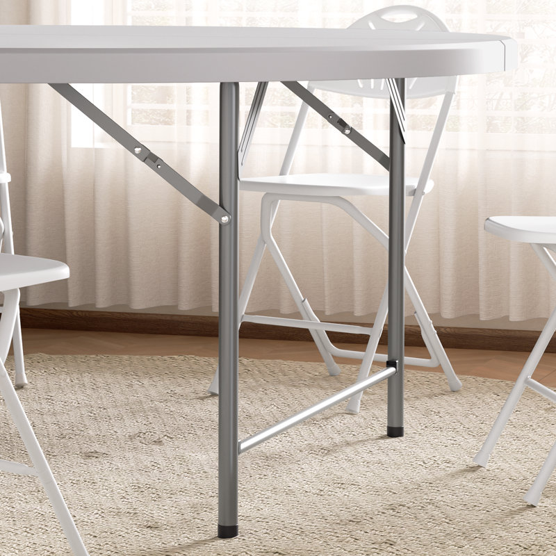 Table pliante ronde en plastique, table de banquet de fête pliable portative pour camping pique-nique en plein air, Gris