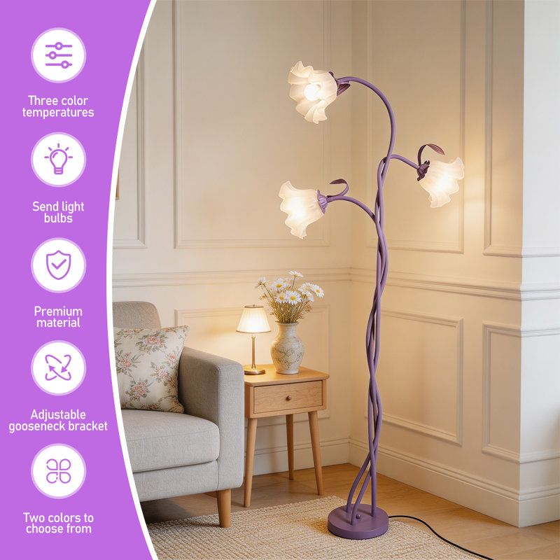 Lampe sur pied 65,55 po Tall, Purple