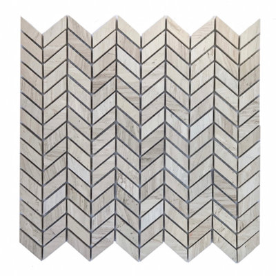White Oak Marble Small Chevron Mosaic