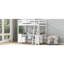 Lit mezzanine double blanc avec bureau en forme de U et compartiments de rangement adéquats - Bureau en bois pour la chambre à coucher, tablettes multiples-2063771237-2063771236