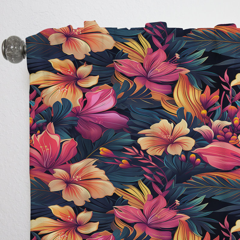 Tropic Sunset - motif floral - rideau floral - velours obscurcissant - 1 panneau, L 52 po x L 108 po