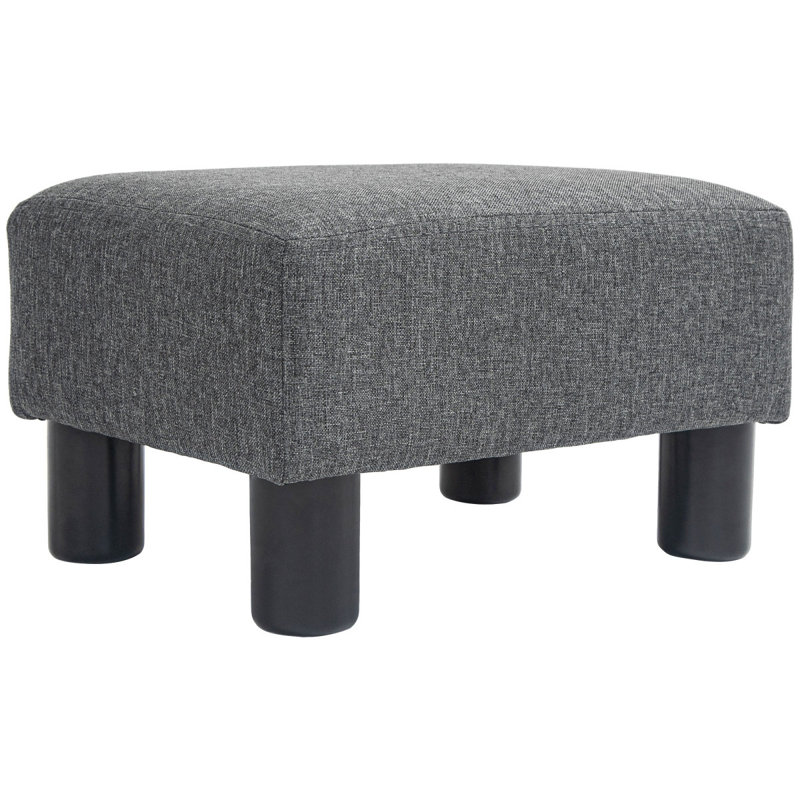 HOMCOM Ottoman Foot Rest, Small Foot Stool With Linen Fabric Upholstery And Plastic Legs, Cube Ottoman For Living Room, Charcoal Gray