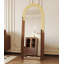 Mid-Century Arched Solid Wood Full-Length Mirror-165717208