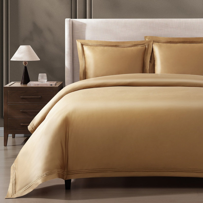 Triple Luxe Sateen Duvet Cover Set , White/Arctic, King Duvet Cover + 2 King Shams