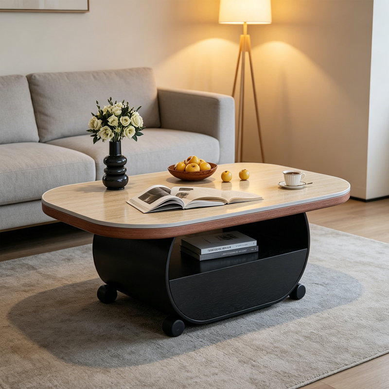 Table basse de luxe moderne et élégante, H 17,71 po x L 51,18 po x l 27,55 po, Noir