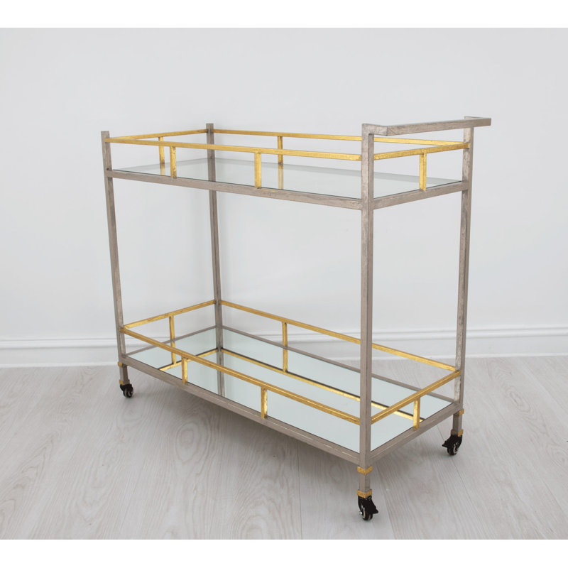 Melody Serving Cart, Antiqued Champagne/Gold Leaf