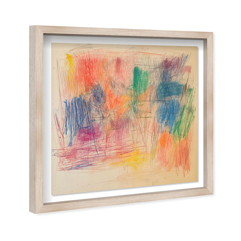 Oliver Gal Colorful Etchings Abstract - Luxury Shadowbox Framed Wall Art, Cream, 26" H x 26" W