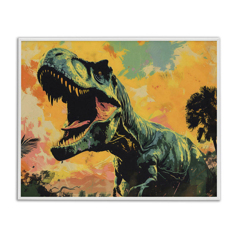«Roaring Dinosaur at Sunset», estampe numérique, design by Creative Studio, H 11 po x l 14 po