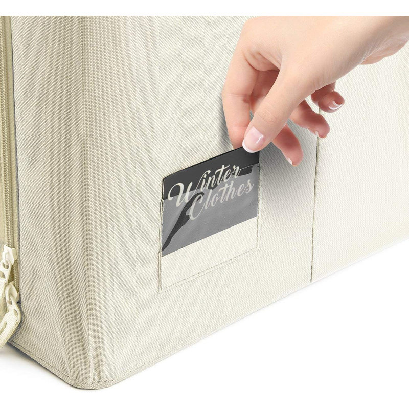 Sac de rangement pliable en tissu de bambou respirant et anti-poussière, Beige