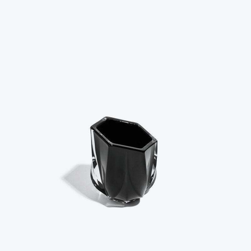 SHIMMER Tealight Candle Holder, Black Polished Glass