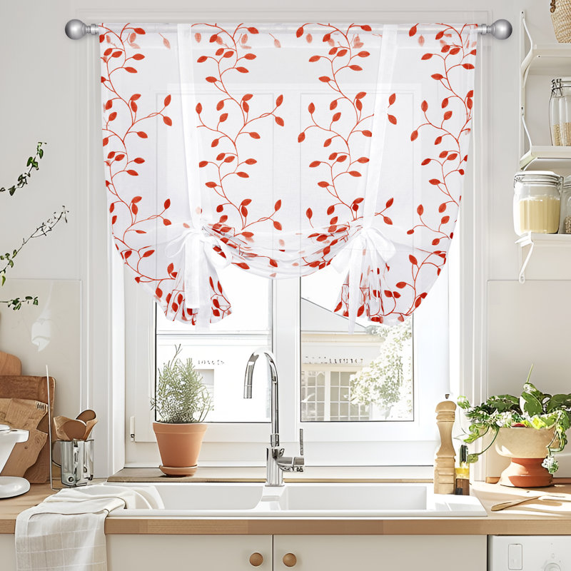 Rod Pocket Sheer Window Valance, Orange