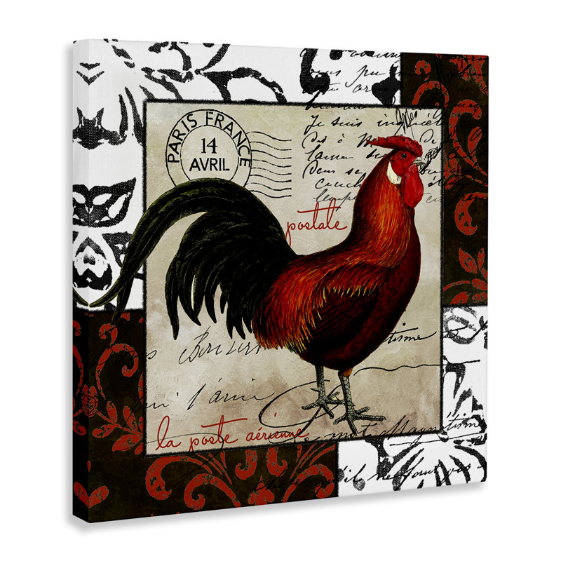 Art mural coq et coq rétro par Sasha, H 24 po x l 24 po