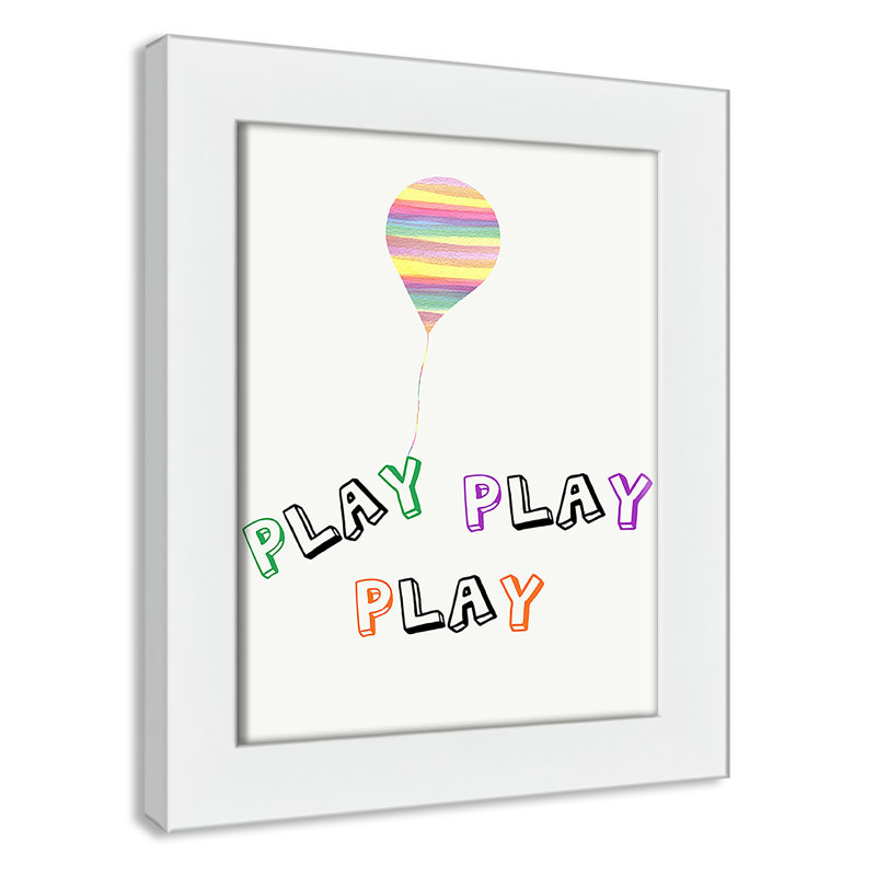 Play Play Play, impression sur papier, H 10 po x l 8 po x P 0,6 po, Encadré plat blanc