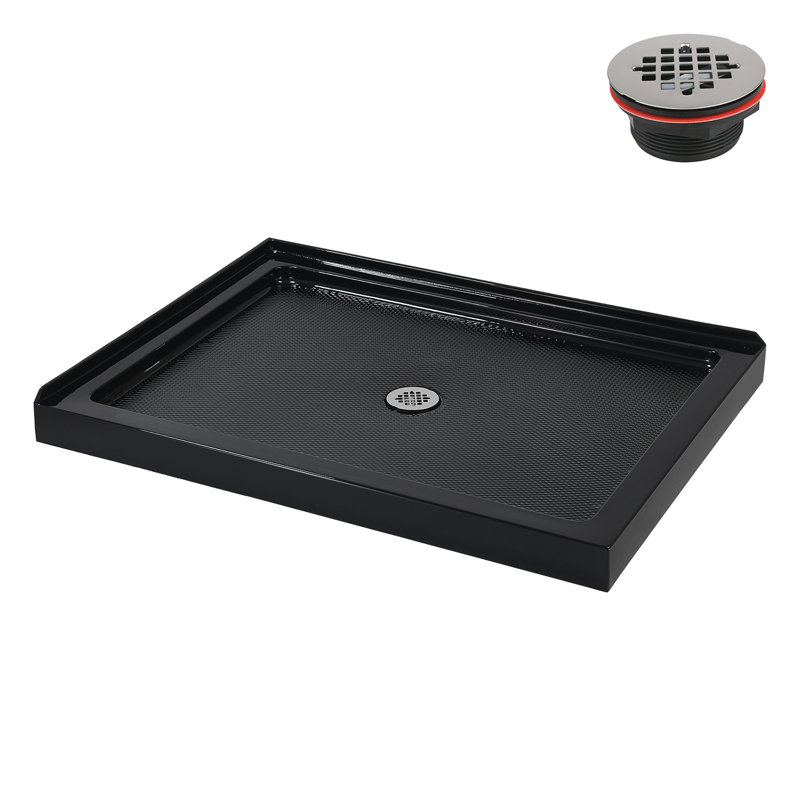 Streamline NT-2142-48BL-CR 48 in. x 36 in. Corner Acrylic Shower Base in Glossy Black with Center Drain, Drain Included
