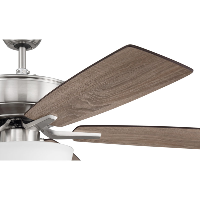 Brushed Polished Nickel 52" Ceiling Fan with Frosted Glass Bowl Light