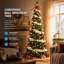 Sapin de Noël pliable artificiel pré-illuminé de 1,80 m avec 200 lumières blanc chaud et multicolores