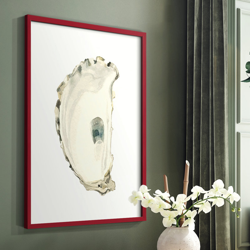 «Neutral Oyster Study II», reproduction encadrée - bois massif, Cadre simple rouge, H 10 po x l 8 po