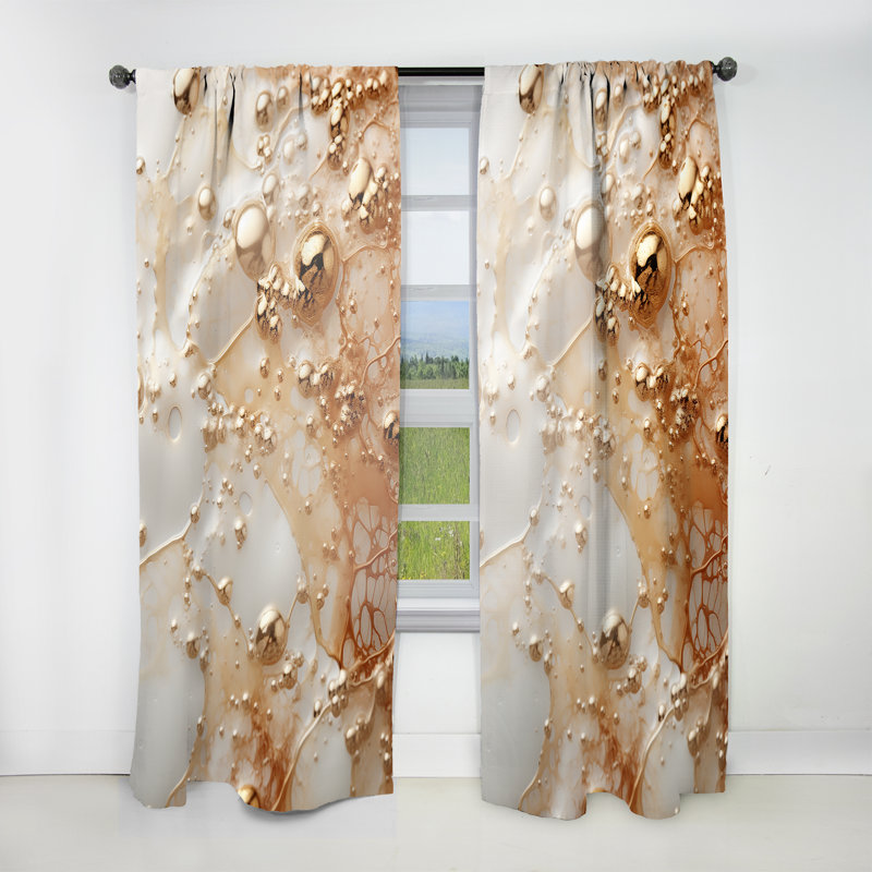 Liggins - Champagne Curtain - Room Darkening Abstract Curtain - 1 Panels, 52" W x 63" L
