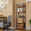 Bibliothèque à 5 niveaux avec tiroir, bibliothèque industrielle étroite avec tablettes en bois et en métal pour la chambre à coucher ou le salon, brun rustique