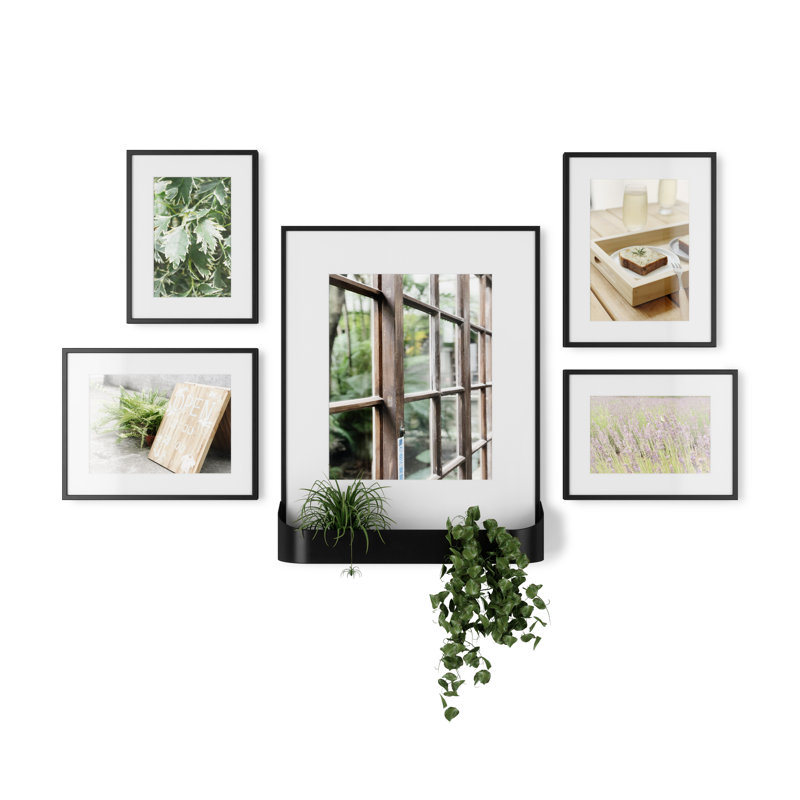 Downey Black Picture Frame - Set of 5 with Mat
