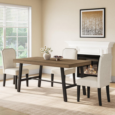 Rectangular Dining Table for Kitchen, 55" Space-Saving Table Seats 2-4, Metal Frame, Apartment Use
