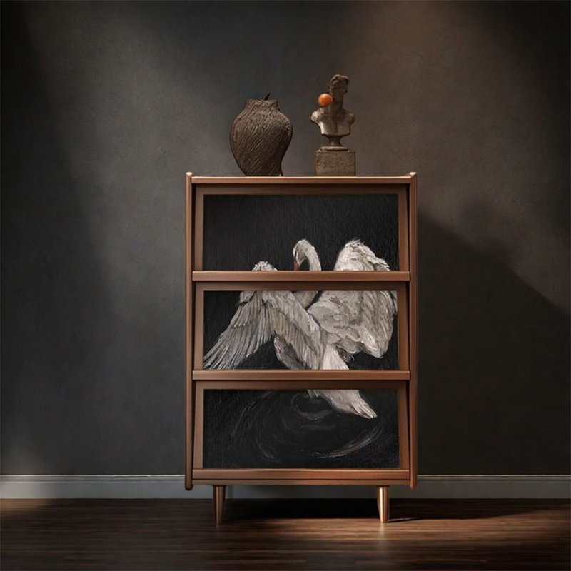 Pine Wood Three Door Storage Cabinet