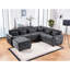 Grey Chenille Sectional With Adjustable Back Support, Charging Ports, Side Pockets, , , Pillows , Pillows, Throw