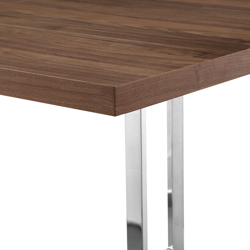 Table de salle à manger Kirtos, L 78,8 po x l 39,5 po, Noyer, Chrome