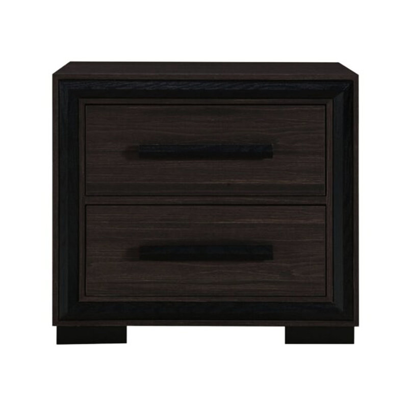 Table de chevet brune avec 2 tiroirs, style moderne, en bois massif et fabrication, 26,35 po Profondeur, largeur de 16,9 po, hauteur de 24,98 po, élément carré élégant, conception carrée, P x P H, ornement décoratif