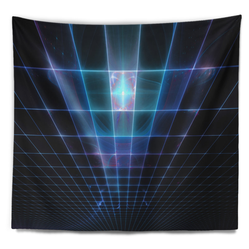 Tapisserie de grille de protection à laser abstract blue, H 50 po x l 60 po
