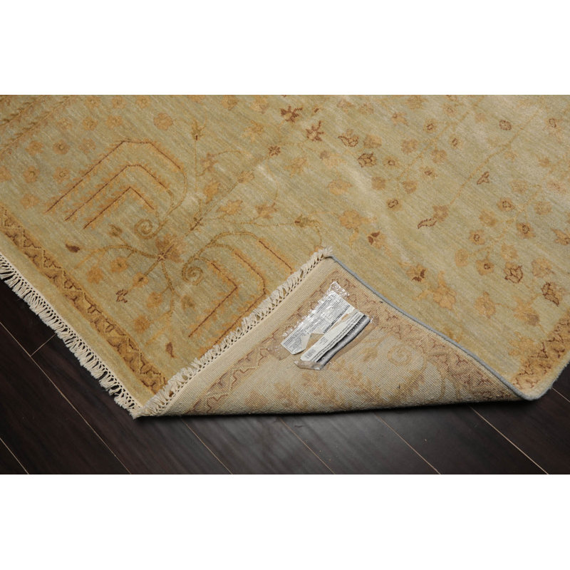 Tapis brun en laine noué à la main de conception unique 5 pi 6 po x 8 pi