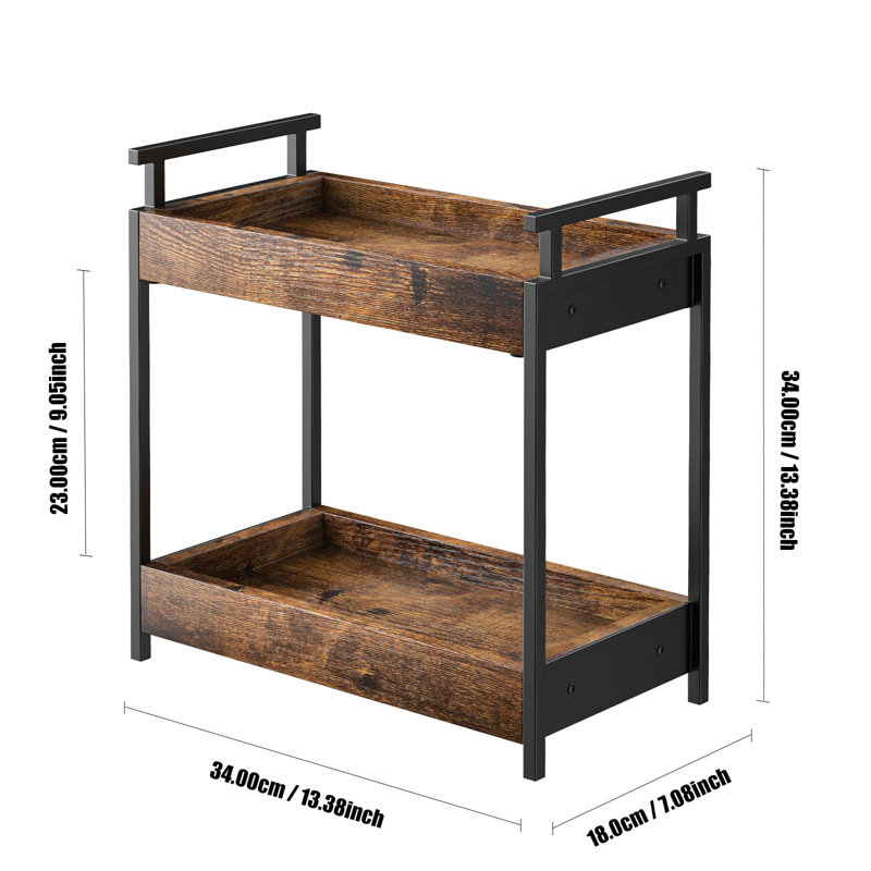 Tablette en bois à 2 niveaux pour accessoires de café, chariot de rangement pour condiments pour la cuisine, organisateur de comptoir de salle de bain, maison, bureau - brun