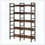 Grande bibliothèque industrielle double à 5 niveaux Rustic Brown