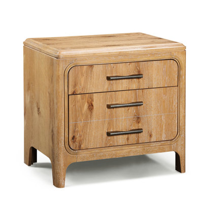 Three Drawer Nightstand With Contemporary Style And Natural Wood Appearance For Bedroom, Metal Hand Pull, 28"W X 17"D 26"H, Easy To Install Hardware, Simple Assembly, 26"H