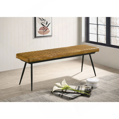 Banc à coussin capitonné chameau et noir