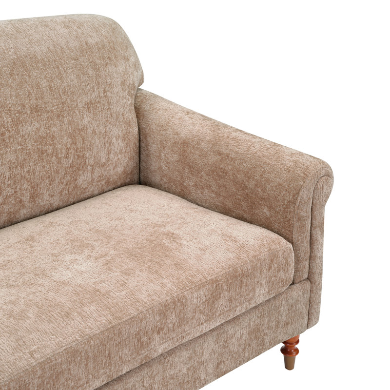 Causeuse 2 places avec accoudoirs roulés Modern, Chenille avoine