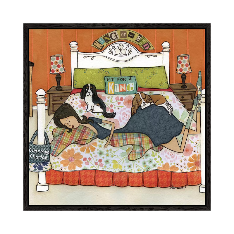 King Of The Bed by Jamie Morath - Print on Canvas, 93.98cm H x 93.98cm W x 3.81cm D, Black Floater Framed