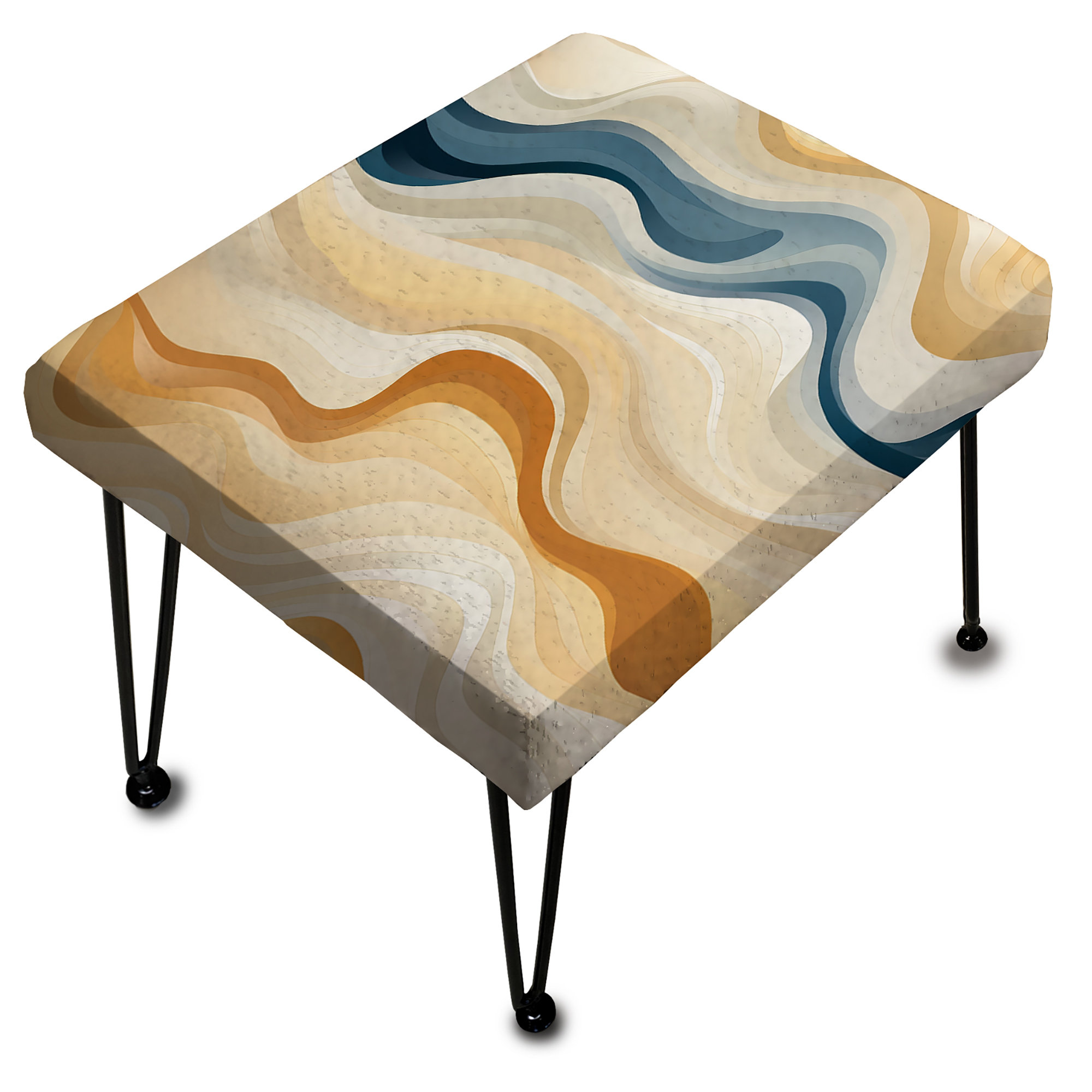 Design Art Blue And Yellow Geometric Ripples Patterns - Coastal ...